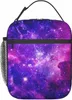 purple Galaxy Print Lunch Box Reusable Portable Insulated Lunch Bag Bento Tote Cooler Bag for Office Work School Picnic Travel a0Fa#