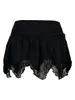 Women Y2K Lace Mini Skirt Low Rise Layered Ruffle Hem Mini Skirt Lingerie Short Skirts Fairycore Skirt Streetwear 240416