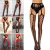 Chaussettes sexy Fashion Femmes Black Pantyhose Fishnet Choques bas avec Garter Belt High-High Suspender noir