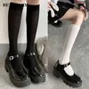 Seksowne skarpetki Summer Thin Woman Socks JK Costumes Girls Knee High Socks Japan School Student Stockings Długie skarpetki Solid Black White 240416