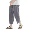 Herrenhosen lässige Feste Farbe 2024 Hosen große Tasche Baumwollwäsche gerade Sommer -Kordelzug Baggy Mode Pantalone