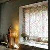 Rideau 1 pcs Pastoral Tulle Window Imprimé floral romain transparent pour la cuisine Ballon de chambre à coucher avec Tassel