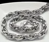 Ny Mellanöstern Style Silver Pure 316L Rostfritt stål Silver Oval Rope Chain Link Halsband i män smycken 9mm 200398429517