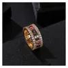Solitaire Ring Women Men 6-9 Gold Plated Rainbow Love Rings Micro Paved 7 Colors Flower Jewelry Couple Gift Drop Delivery Otr9M