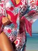 Frauen Badebekleidung 2024 Halfter gedrucktem Monikini Frauen Badeanzug One Stück mit Kimono weiblicher Badegäste Badeanzug Strandbekleidung Badeanzug baden