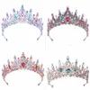 Барокко Brze красочная желе кристальная корона Королева Королевская королева королева Тиары Свадебные волосы акценты.