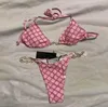 Paris Velvet Push Up Bikinis Diseñador de Bikini Bíqui vendaje de tres piezas Bikini Set sexy de traje de baño de lujo traje de baño femenino