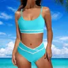 Maillots de bain pour femmes allaitements allaitements maillot de bain High Waited Bikini ensemble Sporty 2 Swimsuit coupé côtelé pour les adolescentes