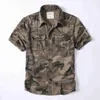 Men's Casual Shirts Mens Summer Vintage Style Short Sleeve Washed Cotton Camouflage Multi Pockets Loose Outdoor Fashion 24416