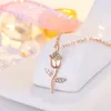 Pendenti alla moda 925 collane in argento sterling per donne luccicanti zircone dolce simpatico fiore di rosa a ciondolo gioiello di gioielli di San Valentino regalo di San Valentino