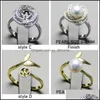 Smyckesinställningar Pearl Ring 925 Sier 6 Styles DIY för kvinnor Justerbar storlek Presentuttalande Drop Delivery Dhgarden Dhfej