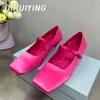 Kleiderschuhe 2024 Est Frühling handgefertigt Solid Color Square-Toe Spike Ferse Frau Pumps Mary Janes Mules weibliche Ballett Frauen Botas Mujer