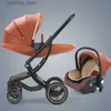 Carrollers# 2024 Nuevo cochecito para bebés 2in1/3 en 1Leather Luxury Baby Carriage con automóvil Seateghshell Recién nacido Baby Baby Baby Landscape L416