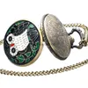 Bronze Retro Verde Verde Adorável Night Night Design Pocket Pocket Watch Relógios de quartzo para homens Mulheres crianças Chain Chain Chain Relógio Presente