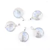 Pendant Necklaces Natural Opal Stone Round Crescent Moon Pentagram Star Design Pattern Charm Reiki Chakra Jewelry 10Pcs TN3594