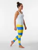 Pantalon actif leggings bleus et jaunes pour les femmes de fitness pour filles