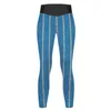 Legginsy dla kobiet pionowe paski niebiesko -białe spodni jogi sali gimnastycznej estetyczne leggin