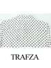 فساتين العمل Trafza Women 2 قطعة مجموعة Polka Dot Print واحدة صدر صدر تزيين قميص فضفاض أعلى الموضة الظهر السوستة Mini A-Line تنورة