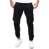 Men's Pants Skinny Solid Sweatpants Men Casual Cargo Workwear Large Pocket Tactical Ankle-Length Trousers Male M-3XL YB-A659