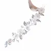 handmade Weave Wedding Bride Alloy Fr Leaf Shining Fancy Crystal Pearl Hair Bands For Women t1PU#