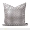 Pillow Light Luxury Champagne Silver Grey Leather Throw Sofa Handwoven Sample Room Designer