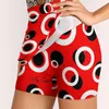 Skirts Circles On Red Women's Skirt With Hide Pocket Tennis Golf Badminton Running Black White