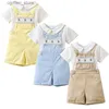 ROMMERS Espagnol Baby Boy Clothes Children Children Shirt and bretelles Pantalons en deux pièces pour enfants Summer Top Shorts Saming Clothing ensembles L410