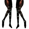 Meias sexy q1fa mulheres sexy luminosa cintura alta meias sedosas brilho cintilante na meia -calça escura com padrões de moda exclusivos 240416