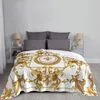 Blankets Special Blanket Golden Lion And Damask Velvet Autumn/Winter Cute Thin Throw For Sofa Plush Quilt