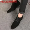 Boots Men Business Shoes Man Dress Fashion Pointed Toe Lace-Up Ankle Formal Wedding Footwear Male Suede Oxford