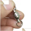 100pcs Fishing Clit Rings avec roulement à billes Swivels Force d'eau salée fraîche Salice en acier inoxydable River Lac Crap Drop Livrot Dhovw