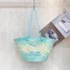 Women Bohemian BOHO straw beach bag womens Designer crochet knitting Bags embroidery letter summer casual totes bag carry on soft knit lady shoulder bag