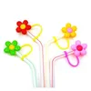 Drinkstroopjes bloemenstijlen sts toppers er cap colorfs pvc st bescherming mantelstofplug voor 7-8 mm drank charmes drop levering home otwvn