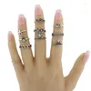 Clusterringe 10 PCs/Set Bohemian Vintage Carving Finger Finger für Frauen Knöchel Ring Set Ladies Juwely Anillos Mujer