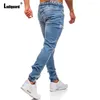 Erkek Kot Ladiguard 2024 Kalem Demin Pantolon Avrupa Moda Fermuar Kuff Pantolon Artı Boyut Erkek Elastik Bel Swearpants