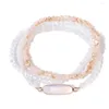 Strand 3pcs Bracelet Crystal Set à la main 4 mm Perles de quartz pour femmes hommes Brangles Stretch Jewelry Femme Friends Party