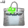 Projektant Himalaya Crocodile torebka torby importowane biała nil skóra torebka torebka bk platynowa torba 25 cm w pełni ręka srebrna klamra WN-1CG6