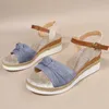 Sandals Espadrilles Wedge Sandals Summer Peep Toe Anti slip Gladiator Shoes Womens Fashion Bow Platform Sandals J240416