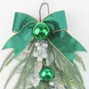 Decorative Flowers Christmas Wreath Pine Tree Door Hangings With Bells Bow Tie Branches Wall For