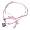 Choker Girl Pink Ribbon Love Necklace Ballet Style Collar Accessories Fashion -1 Piece