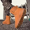 Fitness Shoes High Quality Leather Orange Tactical Boots Men Platform Knob Men's Military Non-slip Top Outdoor Sneakers For Man