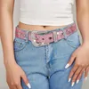 Taille -ketengordels Goth Rhinestone Belt Vrouwen Pu Leather Strap Rhinestone Belts Western Cowboy Y2K Girls Fashion Belt For Jeans Men Dropshipl240416