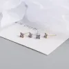 Studörhängen WTLTC 925 Sterling Sliver Mini Broskfärgad CZ Crystal Post Tiny Small Flower Earrings Top
