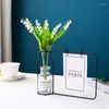 Vazen Hydroponic Plant Vasevase Home Bloemarrangement Glazen flesvaas met framekalenderclip Office Desktop Decoratie Pot