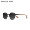 Solglasögon Kingseven Brand Polariserade trä solglasögon för män Kvinnor UV400 Mirror Lens Male Eyewear Round Frame Handgjorda solglasögon 24416