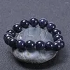 Strand 8-12mm natürlicher blauer Sandstein Perlen Armband Sonnensystem Armbänder Schmuck Geschenk für Frauen Männer Liebhaber Elastizität Seilgeschenke