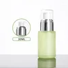 Storage Bottles 30ml Frosted/green/blue Whit Glass Bottle Silver Pump Serum/lotion/emulsion/foundation/essence Toner Skin Care Cosmetic