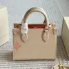 Onthe Handbag Designer Tote Mini Shoulder Bag Beach Bag Fashion Letter Printing Cowhide Genuine Leather Removable Strap High Quality Women Totes