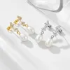Dangle Earrings Fine Jewelry French Vintage High Quality Zircon Pearl 925 Silver 18k Gold Plated Women Freshwater