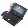 Hochwertige Kohlenhydratfaser-Leder-Aluminium-Box-Kartenhalter für echte Leder-Karton-Kartenhalter Multifunktielles RFID-Anti-Diebstahl-Kartenhalter-Kartenkoffer G9DN#